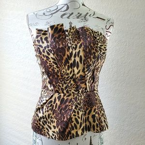 Animal Print Pleated Corset Top